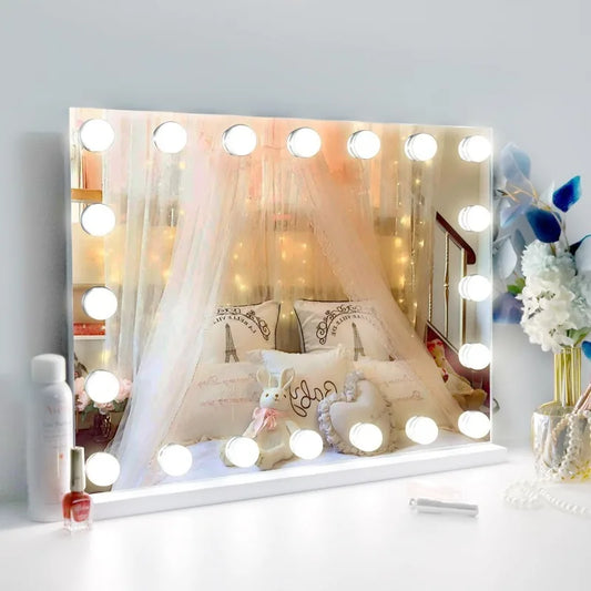 Vanity Mirror Makeup Mirror with Lights,Lighted Vanity Mirror with 15 Dimmable LED Bulbs,3 Color Modes,Touch Control